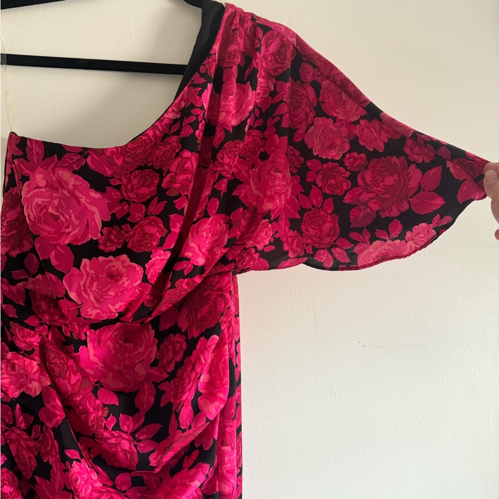 Talulah Floral One Shoulder Roses Midi Dress Size Small